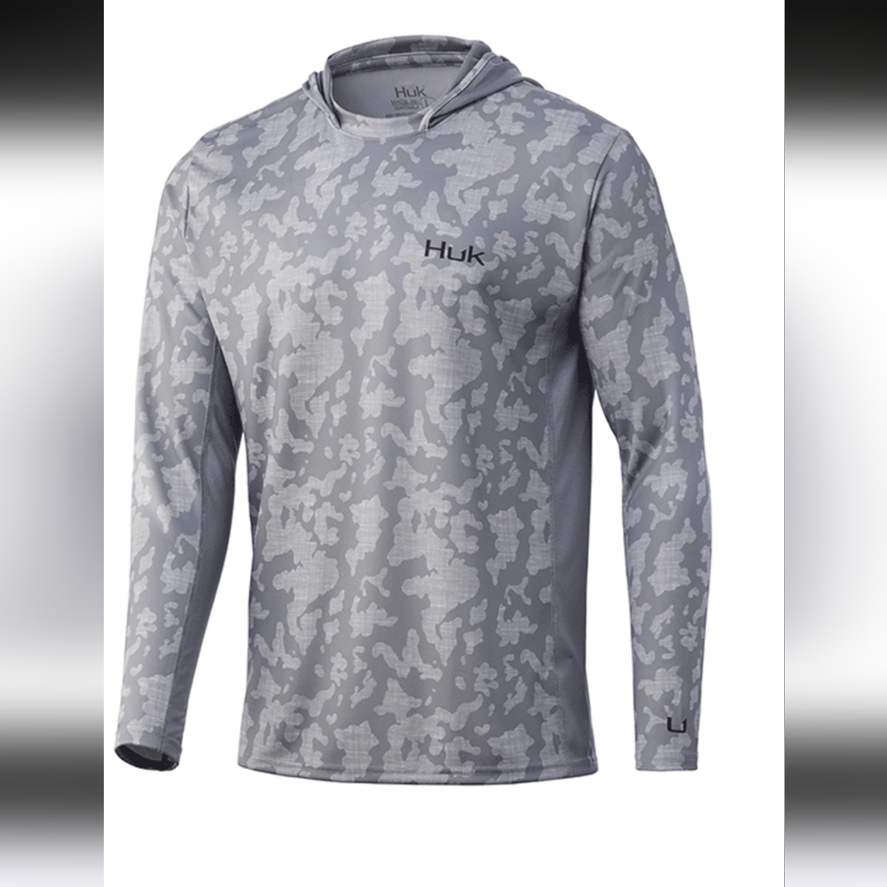 HUK Icon X Running Lakes Overcast Grey Camo Hoodie